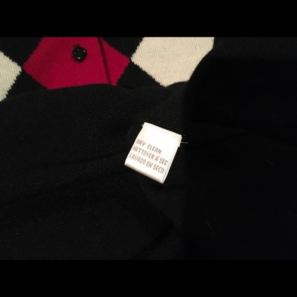 Jones New York black,white and red button front sweater. Acrylic and lambs wool. - Picture 6 of 6